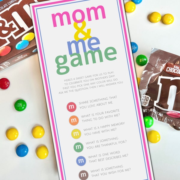Mother's Day Mom and Me Game Printable, Treat Card, Great for School and Church Handouts, Fun Activity for Mom and Kids, DIY Kids Craft Idea