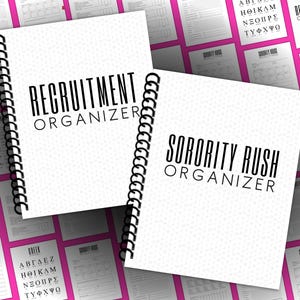 Sorority Rekrutierung Organizer, Sorority Rush Organizer, Rush Week Planer Checkliste, Rush Bag Packliste, Rush Survival Guide Tracker