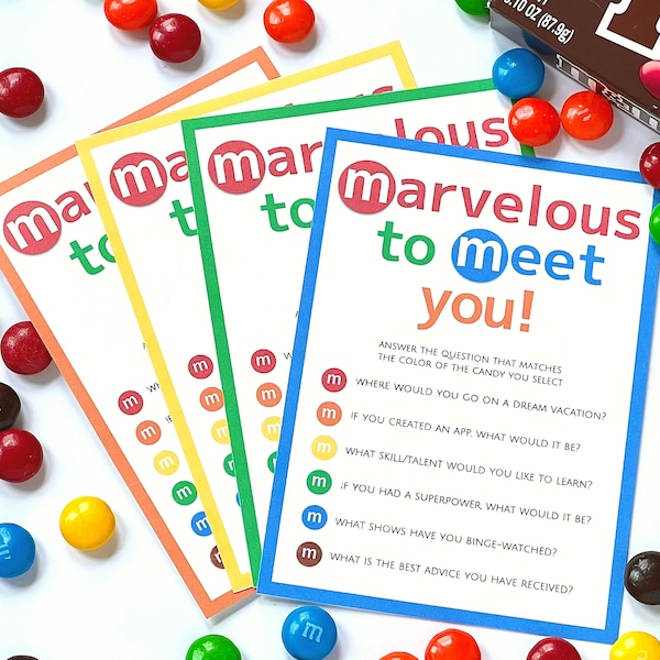 Marvelous to Meet You Teambuilding Icebreaker Activity, Great Tool for Coaches, Teachers and Managers, Get to Know You Candy Game