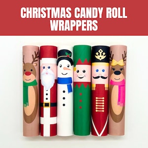 Christmas Candy Roll Wrappers, Printable Chocolate Wrappers Christmas Parties, DIY Kids Craft, Stocking Stuffer Idea, Candy Bar Wrapper