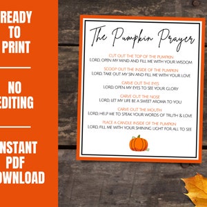 Christian Pumpkin Carving Prayer Tag, Pumpkin Prayer Tag, Church and ...