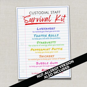 Etiquetas de regalo para el kit de supervivencia del personal de limpieza, tarjetas de agradecimiento para el personal de limpieza o de conserjería escolar, etiqueta para bolsa de agradecimiento para el personal de limpieza