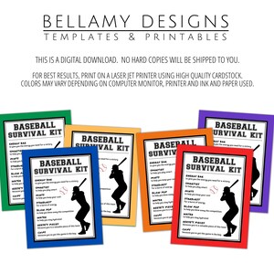 Baseball Survival Kit Gift Tags, Tournament Good Luck Goodie Bag Tag ...