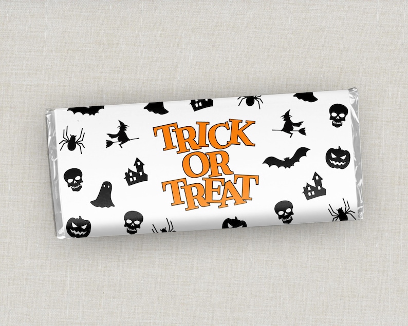 Envoltorio para barras de chocolate de Halloween, envoltorio para barras de chocolate, obsequios para bolsitas de dulces para fiestas, regalos para pedir dulces, regalos para fiestas escolares, envoltorio para dulces imagen 8