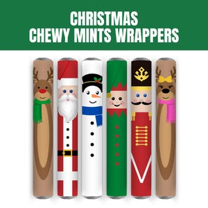 Christmas Chewy Mints Wrappers, Mint Candies Wrapper for Christmas Parties, DIY Kids Craft, Stocking Stuffer Idea, Mint Wrapper Party Favors