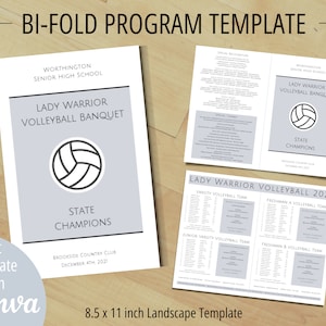 Modello di programma bi-fold, modello di programma piegato stampabile e modificabile, download istantaneo, personalizzabile, programma bi-fold del programma sportivo