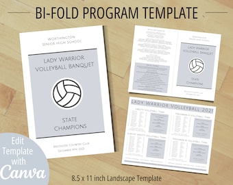 Bi-Fold Program Template, Printable and Editable Folded Program Template, Instant Download, Customizable, Sports Program Bi-Fold Program