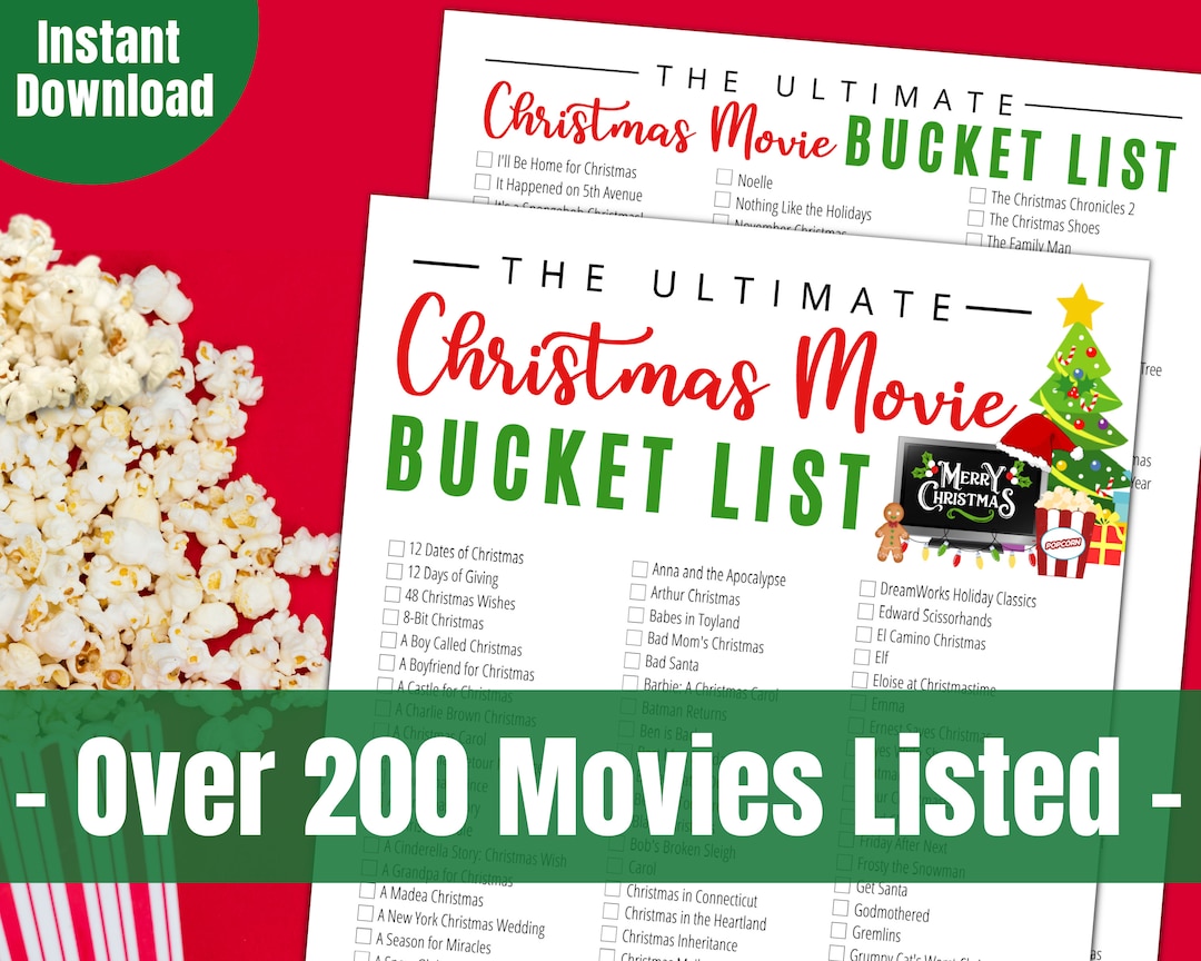 Christmas Movie Bucket List Family Movie Night Printable