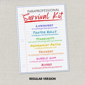 Paraprofessional Survival Kit Tag, Wertschätzung Geschenkanhänger, Goodie Bag Tag für Partygeschenke, Danke Geschenk, Leckerli Tasche bedruckte Gunstanhänger Bild 4