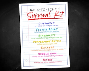 Back-to-School Survival Kit Gift Tags, Great Idea for Kids or as Teacher Appreciation and Thank You Cards, Gift Ideas for Educators