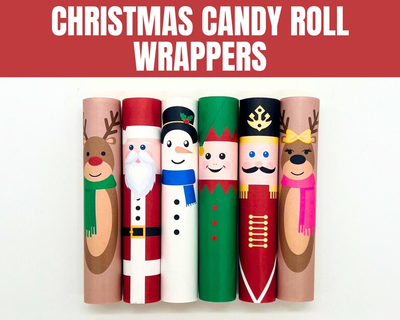 Christmas Candy Roll Wrappers, Printable Chocolate Wrappers Christmas