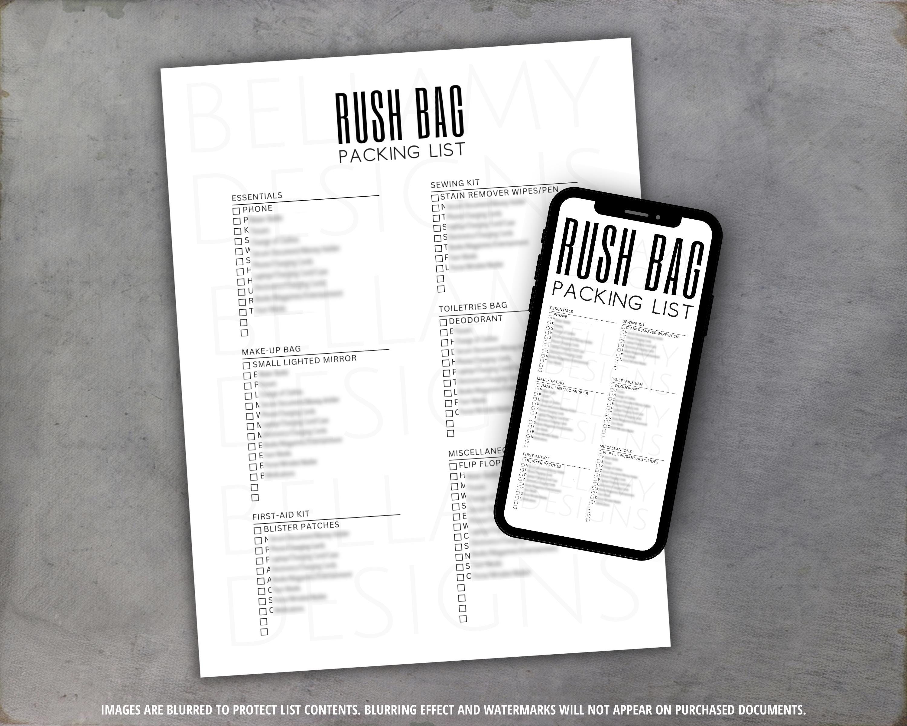 Week Packing Planner Sorority Rush Bag Packing List, Rush Bag Checklist, Sorority ...