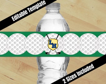 Editable Golf Water Bottle Wrapper Label, Golf Printable Party Favor, Golf Team Goody Bags for Kids Teams Coaches Sports Theme Party