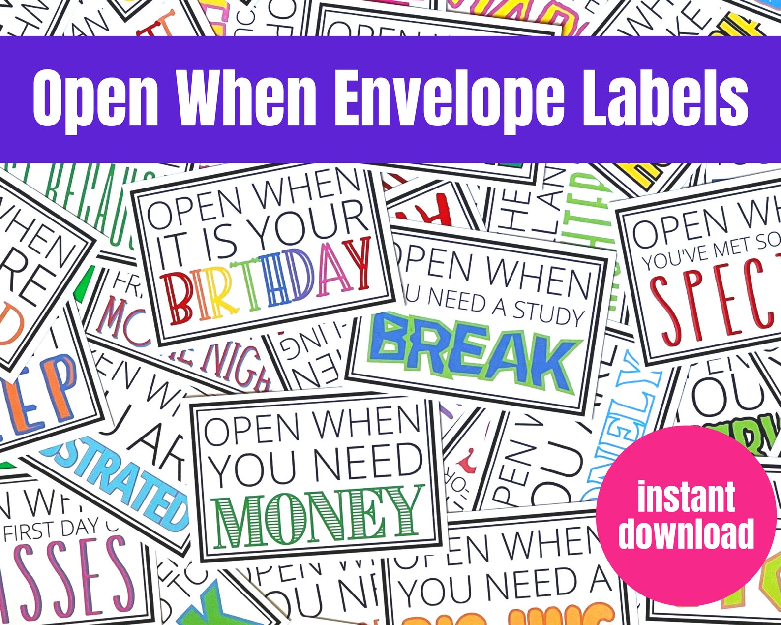 Open When Letters Printable Envelope Labels or Cards College - Etsy