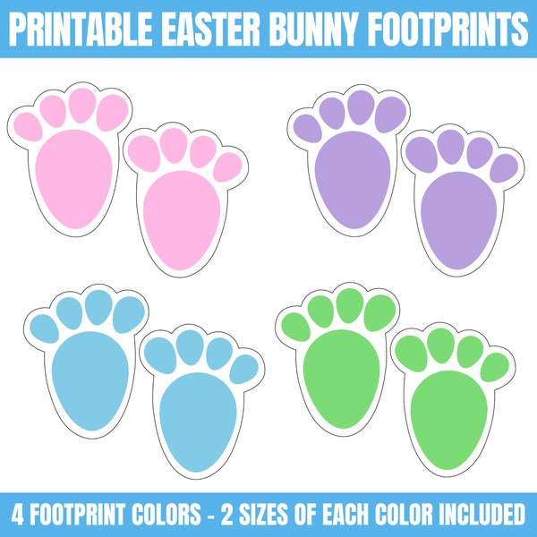 Printable Bunny Footprints, Easter Bunny Footprint Activity, Easter Bunny Feet Kids Scavenger Hunt, Rabbit Printable, Easter Bunny Paws