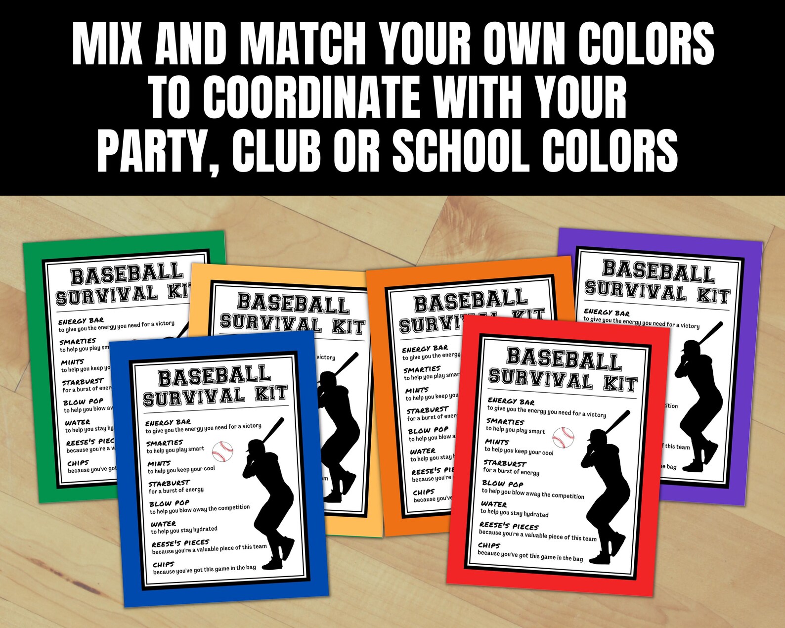 Baseball Survival Kit Gift Tags, Tournament Good Luck Goodie Bag Tag ...