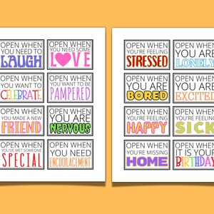 Open When Printable Letter Labels, Envelope Label or Card, College ...