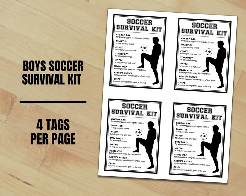 Editable Soccer Survival Kit Tags, Boys & Girls Soccer Game Day Treat ...