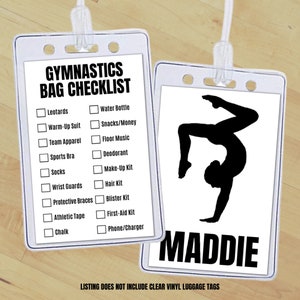 Editable Gymnastics Bag Tag Insert, Custom Gymnastics Equipment Gear ...