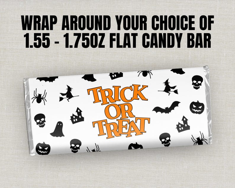 Envoltorio para barras de chocolate de Halloween, envoltorio para barras de chocolate, obsequios para bolsitas de dulces para fiestas, regalos para pedir dulces, regalos para fiestas escolares, envoltorio para dulces imagen 5