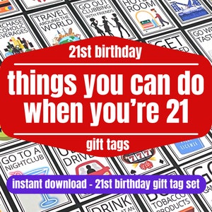 Étiquettes-cadeaux du kit de soins pour 21 ans, choses que vous pouvez faire à 21 ans, cartes de vœux pour 21 ans pour un fils, une fille ou un ami