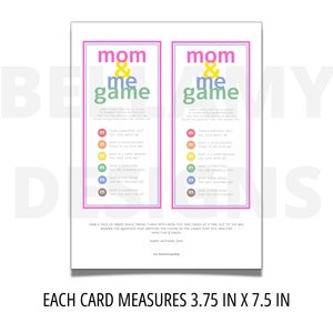 Mother's Day Mom and Me Game Printable, Treat Card, Great for School ...