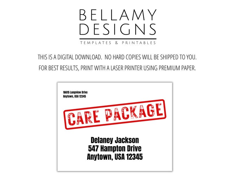 Friends Address Labels Editable Box Label Template, Custom Mailing Address Label, Friend Care ...