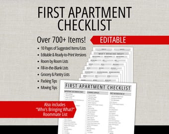 First Apartment Checklist Printable, Apartment Essentials Packing Planner, First Home Packing List, New House Moving Checklist for Packing