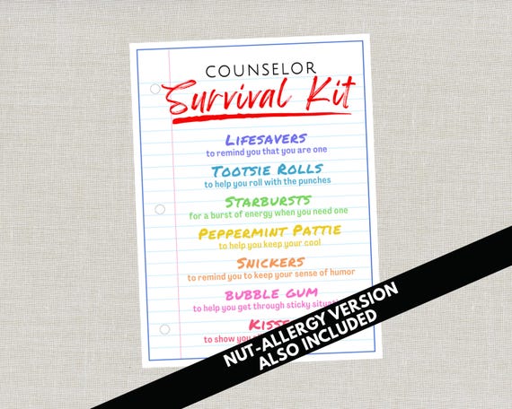 Counselor Gift Tags, School Counselor Back to School Survival Kit, Goodie Bag Party Favors, Appreciation Day Bag Tag for Counselor Gifts