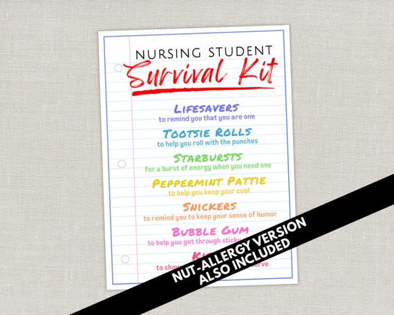 Nursing Student Survival Kit Gift Tags, Care Package for LPN RN CNA, Gift Basket Bag Tag, Nurse Appreciation Party Favors for Nurse Gifts