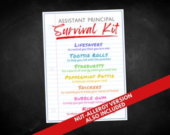 Etiqueta para el kit de supervivencia del subdirector, tarjeta de agradecimiento para el Día del Director, etiqueta para bolsa de regalos de agradecimiento al subdirector para recuerdos de fiesta