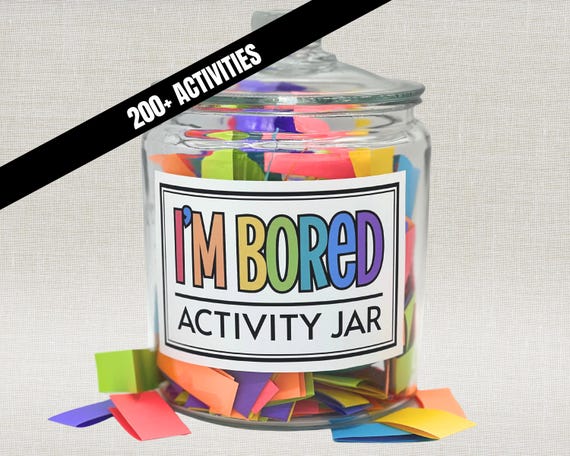 I'm Bored Jar Printable, Kids Boredom Busters for Summer Vacation, I am Bored Bucket List, Summer Activity To Do List, Boredom Jar Cards