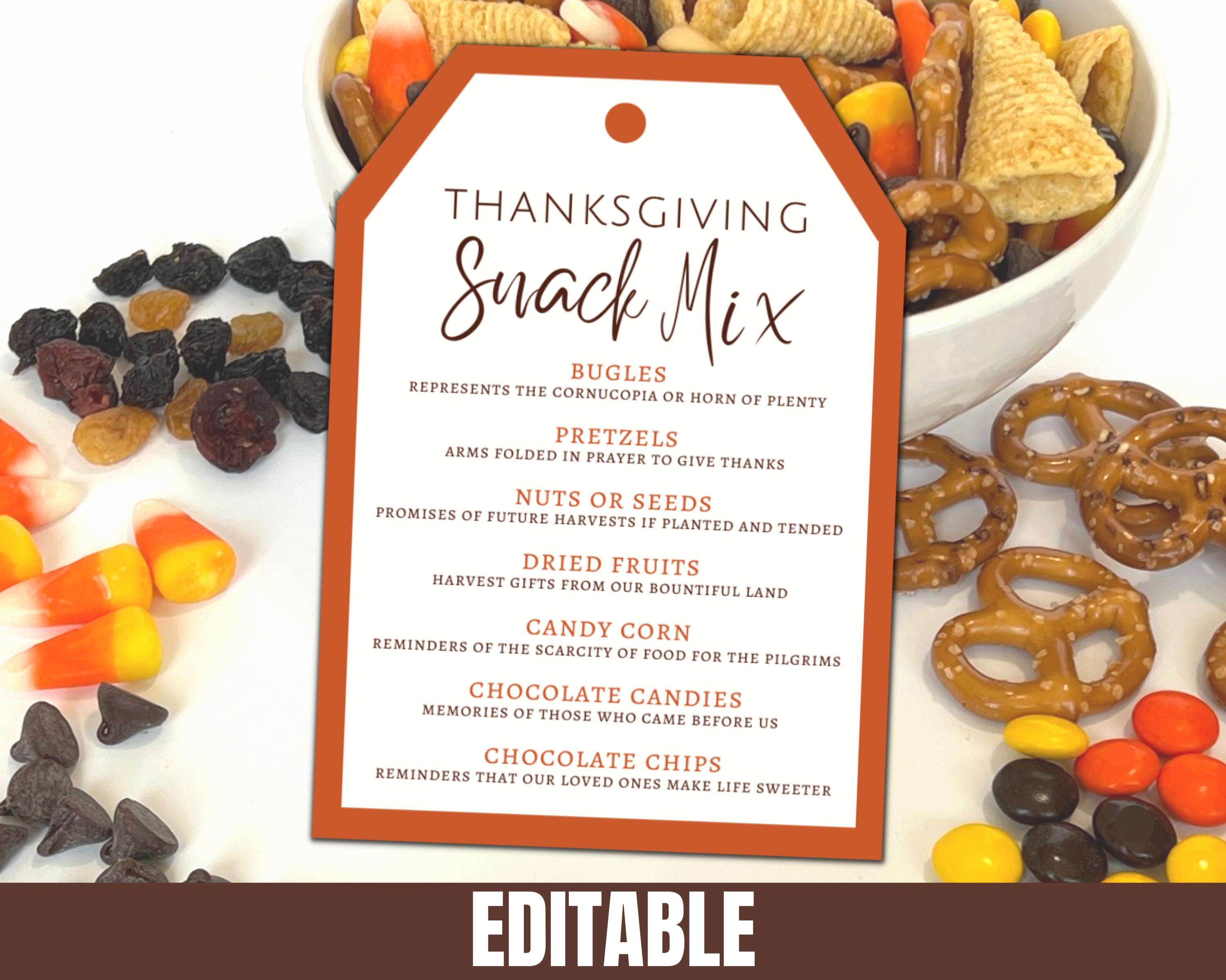 Editable Thanksgiving Snack Mix Gift Tags, Friendsgiving Printable ...