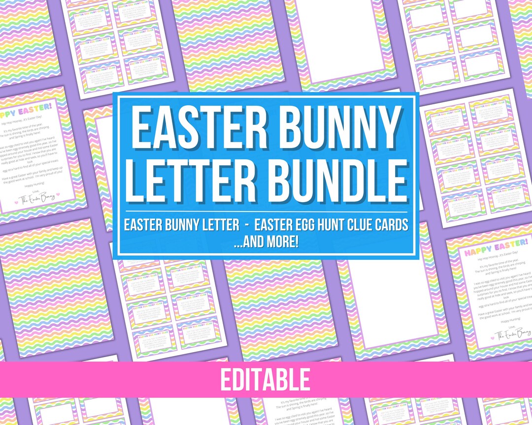 Editable Easter Bunny Letter Bundle Template, Easter Egg Hunt Clue ...