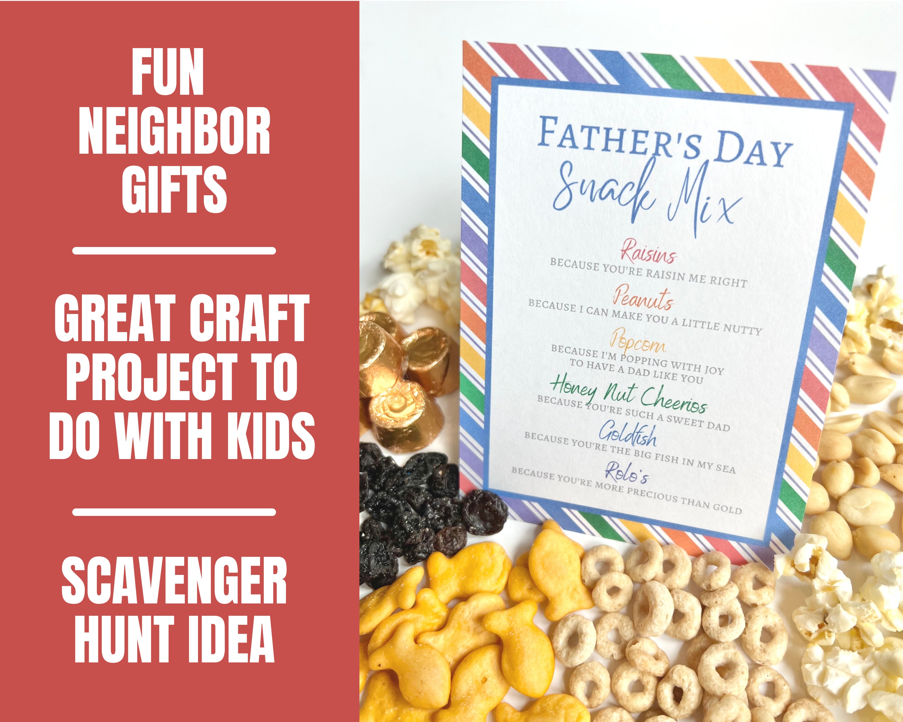 Father's Day Snack Mix Printable Gift Tags, Treat Cards, School & Church  Handouts, Fun Kids Craft Idea or Neighbor Gift 