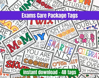 Etiquetas para paquetes de ayuda para exámenes, etiquetas de regalo imprimibles para estudiantes, kit de ayuda para exámenes finales, kit de supervivencia para la semana de exámenes, etiquetas para bolsas de regalo