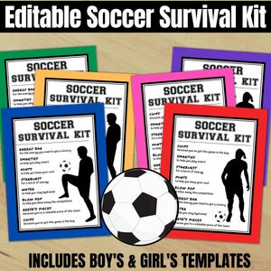 Étiquettes modifiables pour kit de survie au football, étiquettes pour gâteries pour le jour du match de football pour garçons et filles, étiquette de sac cadeaux pour cadeaux de fête pour entraîneurs d'équipes d'enfants, jour de match