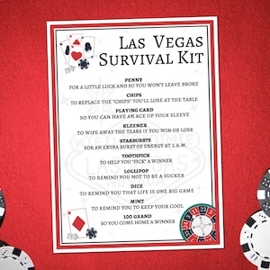 Las Vegas Survival Kit Geschenkanhänger, Girls Night Out Vegas Gastgeschenke, Kasino Poker Glücksspiel Geschenk, Las Vegas druckbare Hochzeitsbevorzugung Taschenanhänger