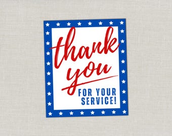 Veteran's Thank You for Your Service Gift Tag Card, Army Navy Air Force Marine Homecoming Graduation Retirement, American or Military Event