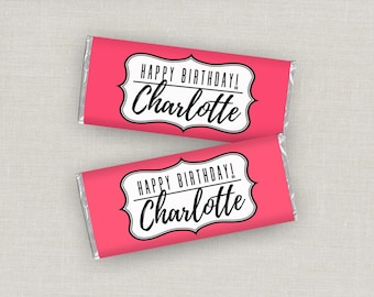 Editable Happy Birthday Candy Bar Wrapper, Custom Chocolate Bar Wrapper Template, Personalized Birthday Gift or Birthday Party Favors
