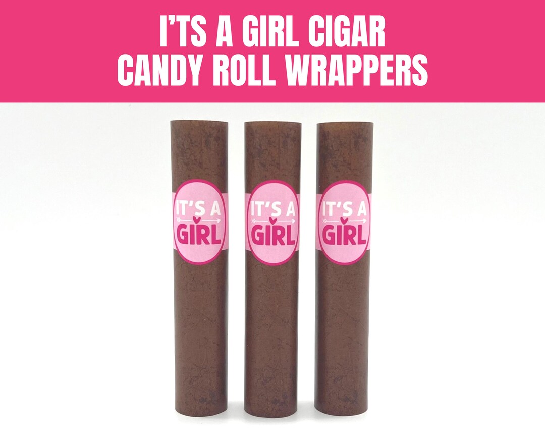 Wrapper Girl It's a Girl Cigar Wrappers, Printable Candy Roll Wrapper, Goodie Bag ...