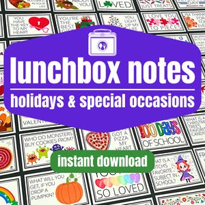 休日や特別な日のためのランチボックスのメモ、学校給食用の印刷可能なタグ、女の子、男の子、娘、息子へのサックランチのポジティブなメッセージ