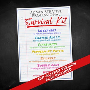 Professionelles Survival Kit Geschenkanhänger, Anerkennungskarte für kaufmännisches Personal, Partygeschenke für den Sekretärinnen-Tag oder Geschenkkorb-Taschenanhänger