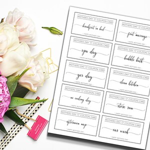 Mother's Day Coupons Printable Cards DIY Coupon Book Mother's Day Craft ...