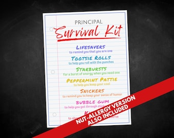 Etiquetas de regalo para el kit de supervivencia del director, tarjeta de agradecimiento para el día del director, etiquetas para bolsas de regalos de agradecimiento al director, recuerdos de fiesta