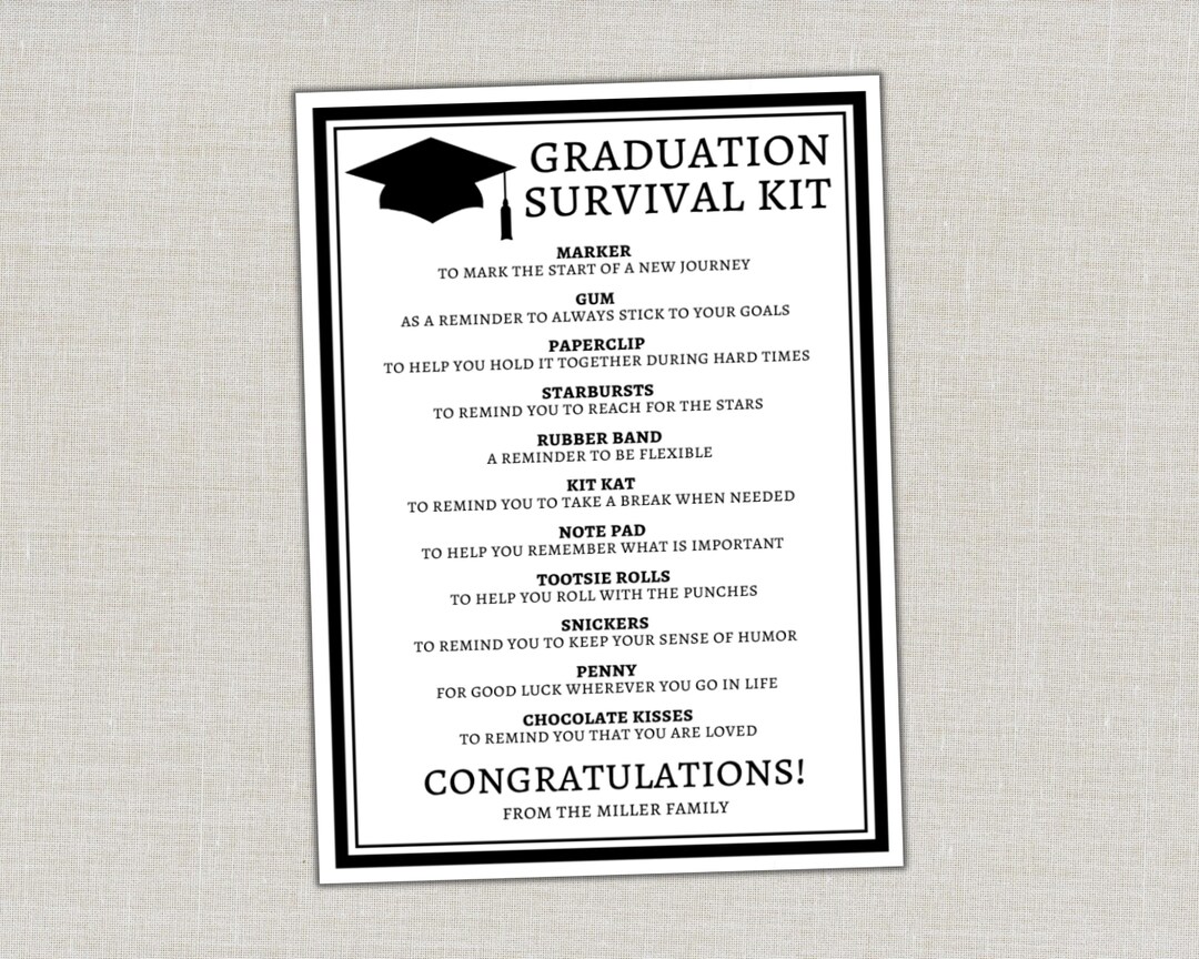 Editable Graduation Survival Kit Gift Tags, Graduation Party Favors ...