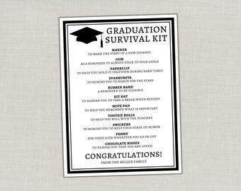 Editable Graduation Survival Kit Gift Tags, Graduation Party Favors, High School Grad College Grad, Seniors Class of 2026 Graduation Tags