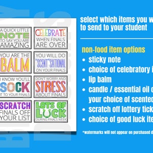 Finals Care Package Tags, Printable Gift Tags for Students, College ...