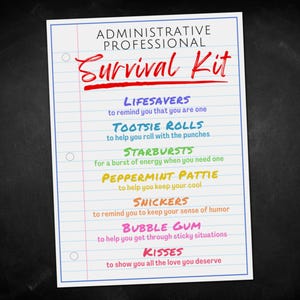 Étiquettes-cadeaux administratives pour trousse de survie professionnelle, cartes de remerciements pour la journée des assistants administratifs, cartes de remerciements pour la journée des secrétaires