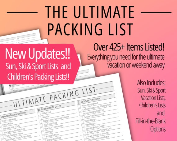 Ultimate Packing List Printable Packing Planner List Planner - Etsy